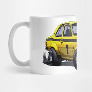 cartoon Ford Escort MK1 yellow Mug